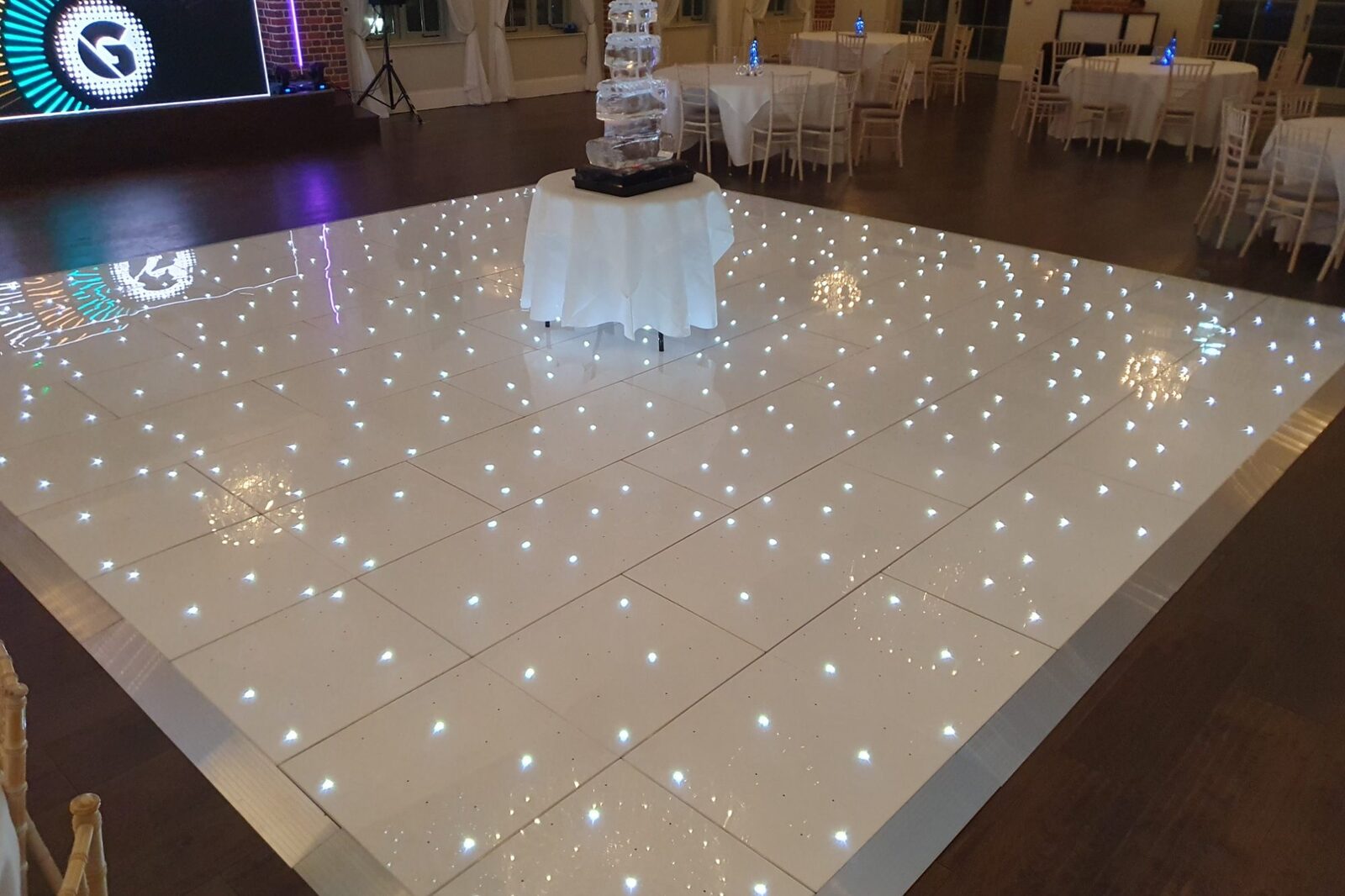 Starlit dancefloor, wide room view